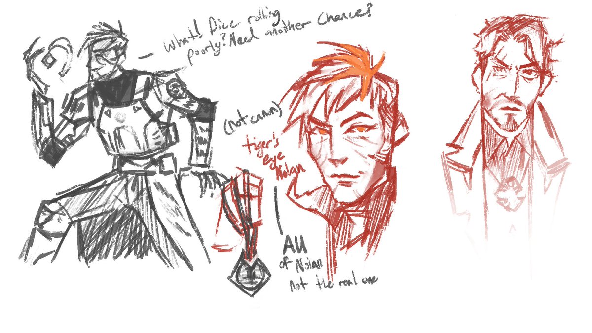 rebeckdragon's tweet photo. Quick sketches of my snapshot Nolan. (Not canon in any way). I put him in my old tactical Nolan outfit concept, so he's not just wearing Montague copy clothes.
Doodled Monty just to practice while I got time on my day off
#Nolanchance #diamondchance https://t.co/P1Sq7ZtDyz