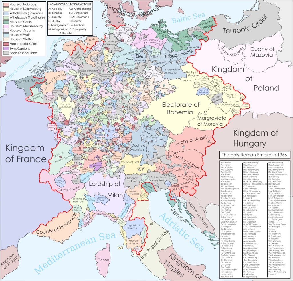 Imperial Italy within the Holy Roman Empire in 1356. HolyRomanEmpireAssociation.org