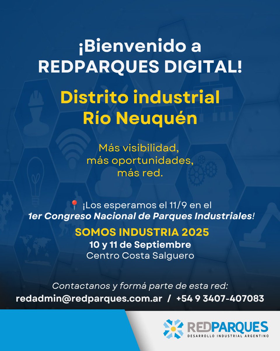 📣 ¡Bienvenido @rioneuquendistritoindustrial a Redparques Digital!

Celebramos la incorporación de un nuevo nodo a esta gran red colaborativa que une a los parques industriales del país.

🔗 Más visibilidad
🚀 Más oportunidades

#RedparquesDigital #sectorindustrialplanificado