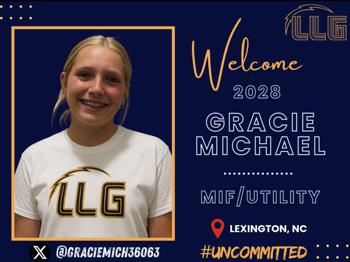 Lady Lightning Gold - McCauley (@llgmccauley) on Twitter photo We are excited to announce the addition of 2028 Gracie Michael (MIF/UTILITY) to our team! ππ <a href="/GracieMich36063/">Gracie Michael</a>
β’
β’
My name is Gracie Michael, and I am 15 years old, part of the class of 2028! I am a utility player but mainly play SS/MI! I play for West Davidson High School in We are excited to announce the addition of 2028 Gracie Michael (MIF/UTILITY) to our team! ππ <a href="/GracieMich36063/">Gracie Michael</a>
β’
β’
My name is Gracie Michael, and I am 15 years old, part of the class of 2028! I am a utility player but mainly play SS/MI! I play for West Davidson High School in