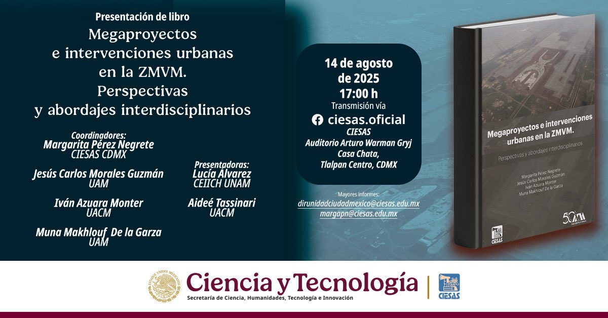 👀Los capítulos que integran «Megaproyectos e intervenciones urbanas en la ZMVM» dan testimonio de formas específicas en que el emplazamiento de megaproyectos y procesos de intervención urbana responden a un modelo económico neoliberal.
Te esperamos.👉goo.su/l89aD1h