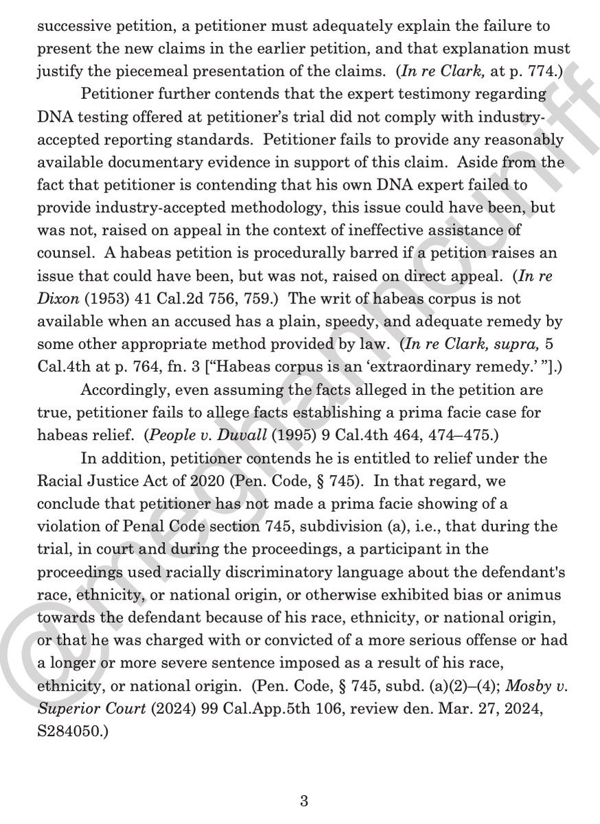 meghanncuniff's tweet photo. Full order rejecting Tory Lanez's habeas petitions in his appeal for shooting Megan Thee Stallion:

“Accordingly, even assuming the facts alleged in the petition are
true, petitioner falls to allege facts establishing a prima facie case
for habeas relief.”
https://t.co/c1F8OZGrPE https://t.co/XCASS2Nd9D