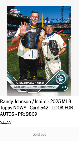 イチローのTopps Nowマリナーズ殿堂入りシリーズ、発行枚数出ました