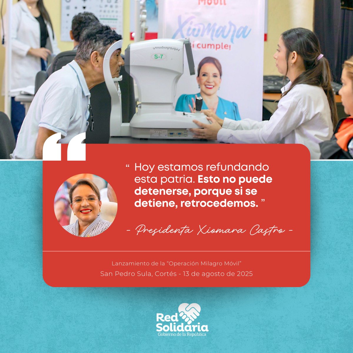 RedSolidaria_hn's tweet photo. 👁️‍🗨️ Salud que transforma vidas
Con la Operación Milagro Móvil, seguimos refundando la patria, llevando atención médica especializada a quienes más lo necesitan.

#XiomaraEstáAquí https://t.co/xHiyxkceEl