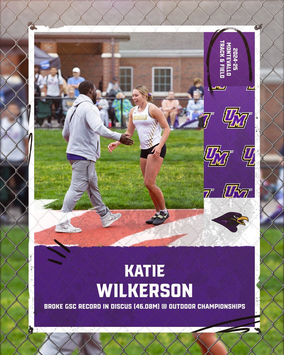 Montevallo Falcons (@umfalcons) on Twitter photo HISTORY MADE 📚
From buzzer-beaters to record breakers, here’s how our athletes made history this year:
On May 3, 2025, <a href="/xctf_montevallo/">Montevallo XC and T&F</a> ‘s Katie Wilkerson set a new school and conference record at the GSC Outdoor Championships, as she recorded a distance of 46.08m in the HISTORY MADE 📚
From buzzer-beaters to record breakers, here’s how our athletes made history this year:
On May 3, 2025, <a href="/xctf_montevallo/">Montevallo XC and T&F</a> ‘s Katie Wilkerson set a new school and conference record at the GSC Outdoor Championships, as she recorded a distance of 46.08m in the