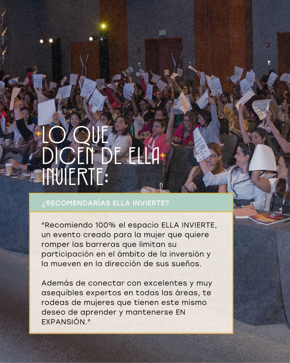 EllaInvierte's tweet photo. Nuestras participantes de años anteriores nos comparten sus experiencias. ¡Tú también puedes tomar control de tus finanzas!

Adquiere tus entradas en:
🎟️ https://t.co/3h7ES6LSlM
🗓️ Martes 19 de agosto de 2025
🕗8:30am – 6:30pm
📍 Hotel Hyatt Regency

#EllaInvierte2025 #Panama https://t.co/RWcIM9HaFZ