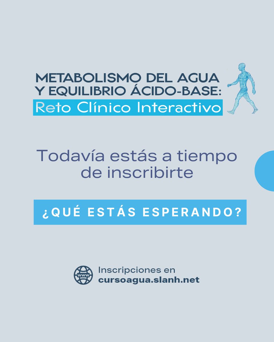 institutoslanh's tweet photo. 📢 ¡Todavía estás a tiempo de inscribirte!

Forma parte del curso "Metabolismo del agua y equilibrio ácido-base: reto clínico interactivo" y lleva tu práctica médica al siguiente nivel.

Recuerda que puedes elegir cualquiera de sus dos modalidades:

💻 Curso online con caso práctico: una propuesta 100% online asincrónica que te permite acceder a los contenidos desde cualquier lugar y a tu ritmo.

💻📍 Curso online + Taller presencial en Guayaquil: Tendrás acceso al curso online pero, además, podrás sumar una experiencia práctica durante el pre-Congreso SLANH 2025.

🔗https://t.co/GiuwatalKm ¡Inscríbete hoy y asegura tu lugar!
