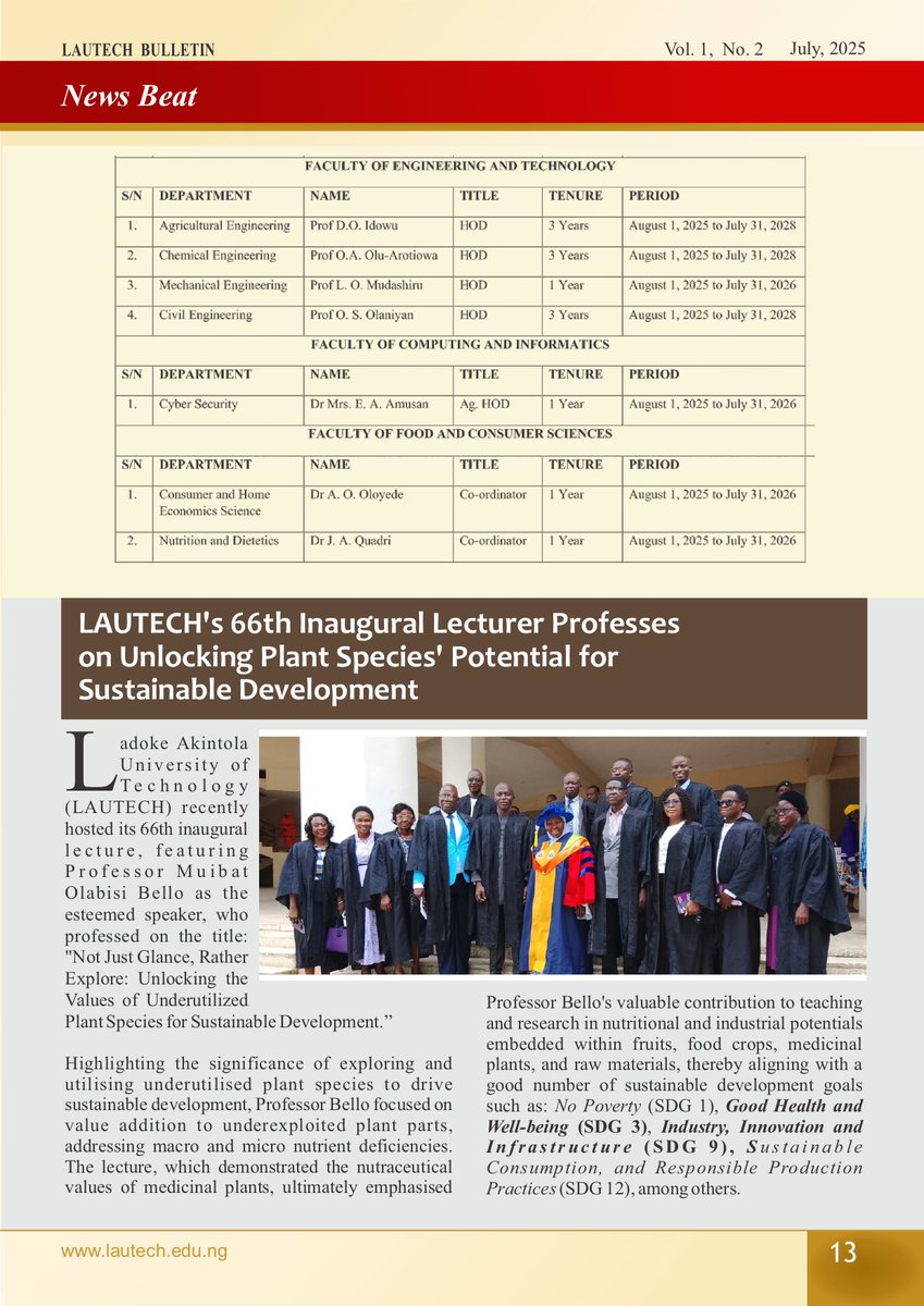 lautechofficial's tweet photo. From the prestigious Transparency Africa award bestowed upon our Vice-Chancellor to the remarkable performances of our theatre arts students and other interesting stories,
#lautech #bulletin #innovation #edition #execellence https://t.co/1wVe6pCOYH