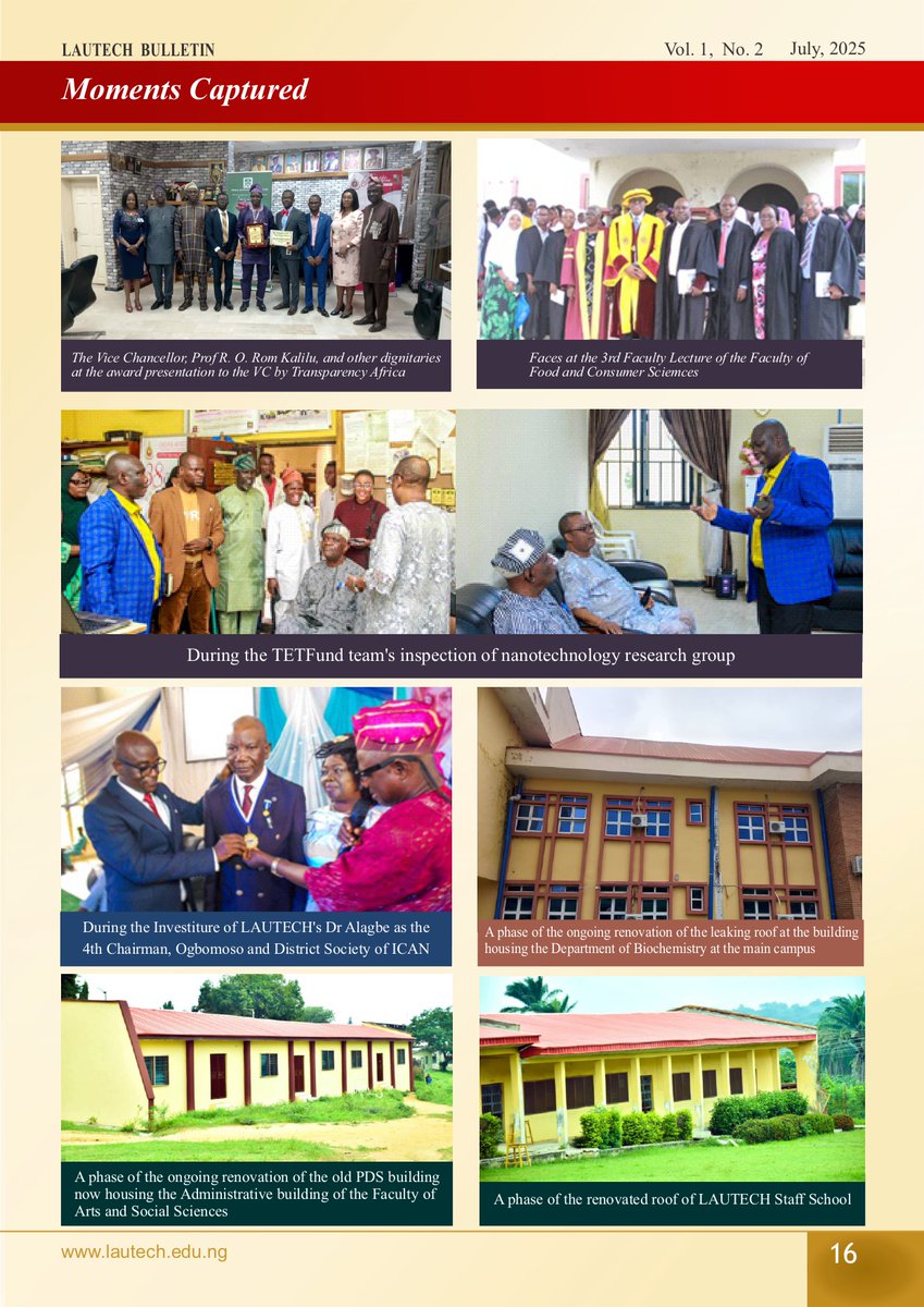 lautechofficial's tweet photo. From the prestigious Transparency Africa award bestowed upon our Vice-Chancellor to the remarkable performances of our theatre arts students and other interesting stories,
#lautech #bulletin #innovation #edition #execellence https://t.co/1wVe6pCOYH