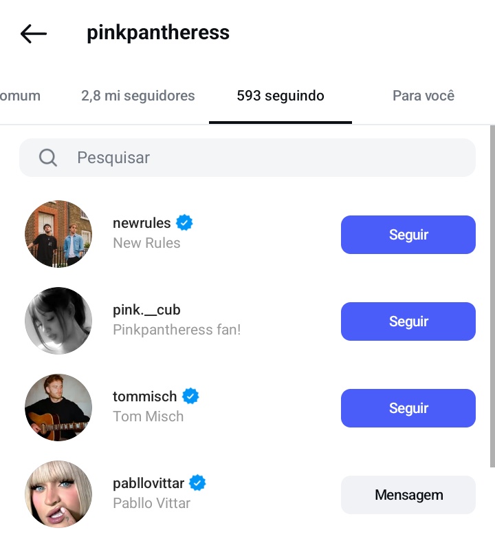 garotiiho's tweet photo. A Pinkpantreress começou a seguir a Pabllo no Instagram 😭 https://t.co/ENWaFYvXMp