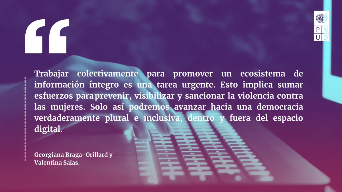 PNUD Chile (@pnudchile) on Twitter photo 🗞️ En <a href="/latercera/">La Tercera</a> | "Las mujeres lo tienen cuesta arriba: comunicación tóxica y violencia digital en tiempos electorales" 📣
Columna de nuestra Representante Residente
<a href="/GeBragaOrillard/">Georgiana Braga-Orillard</a>, junto a Valentina Salas, Jefa de Gobernanza y Territorio PNUD 📝 shorturl.at/0fO8A 🗞️ En <a href="/latercera/">La Tercera</a> | "Las mujeres lo tienen cuesta arriba: comunicación tóxica y violencia digital en tiempos electorales" 📣
Columna de nuestra Representante Residente
<a href="/GeBragaOrillard/">Georgiana Braga-Orillard</a>, junto a Valentina Salas, Jefa de Gobernanza y Territorio PNUD 📝 shorturl.at/0fO8A