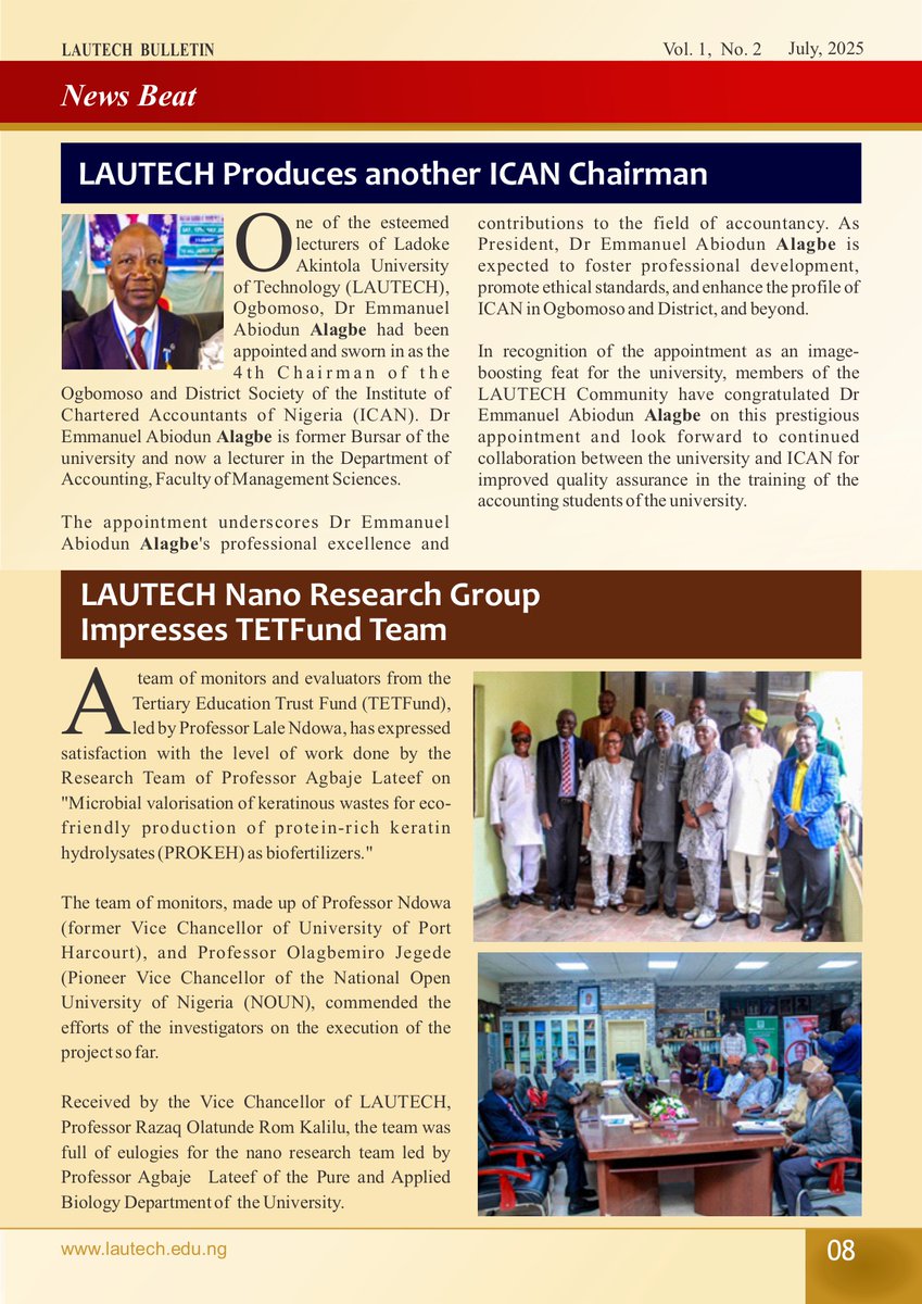 lautechofficial's tweet photo. Our editorial stance in the edition is that ‘Excellence and innovation have remained the hallmarks of LAUTECH's remarkable achievements’.
#lautech #bulletin #innovation #edition #execellence https://t.co/J3z2OU5RKC