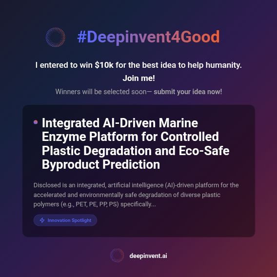 deepinventai's tweet image. We are seeing such inspired submissions to the #Deepinvent4Good #inventathon! 

They&apos;re rooted in solid science + laser-focused on a problem the world needs solved. 

Keep &apos;em coming!

Also, reminder that you can submit more than invention!
— &amp;gt; deepinvent.ai/inventathon