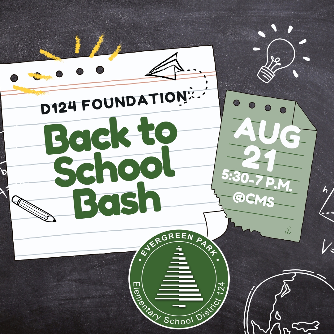 Join us for the annual District 124 Foundation’s Back to School Bash! Come celebrate and meet with other families at Central Middle School on Thursday, Aug. 21 from 5:30-7 p.m. This year will feature tons of amazing events, food, and music. We’ll see you there!