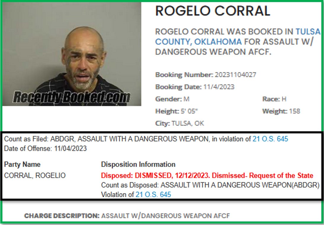 TulsaScanner's tweet photo. Tulsa County Booking Photos:
• Rogelio Corral
• Assault with a dangerous weapon
• Weapon of choice? A machete
• Violent history? Of course → Oklahoma, Indiana and Illinois
• Tulsa County justice system think he might not be mentally competent to stand trial https://t.co/9lgpqslGwA
