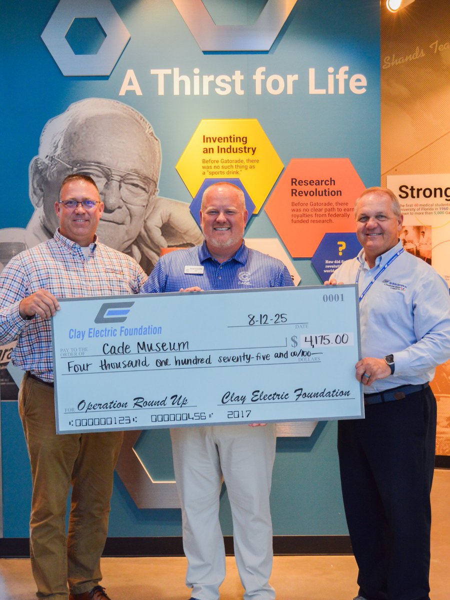 Thank you to our friends at <a href="/ClayElectricCo/">Clay Electric Co-op</a> 💡

Their generous donation from the Operation Round Up campaign helps us spark curiosity, inspire innovation, and bring more hands-on science fun to our community! ⚡🔬💛

#Inventivity #ThankYou #OperationRoundUp #PoweringCommunity