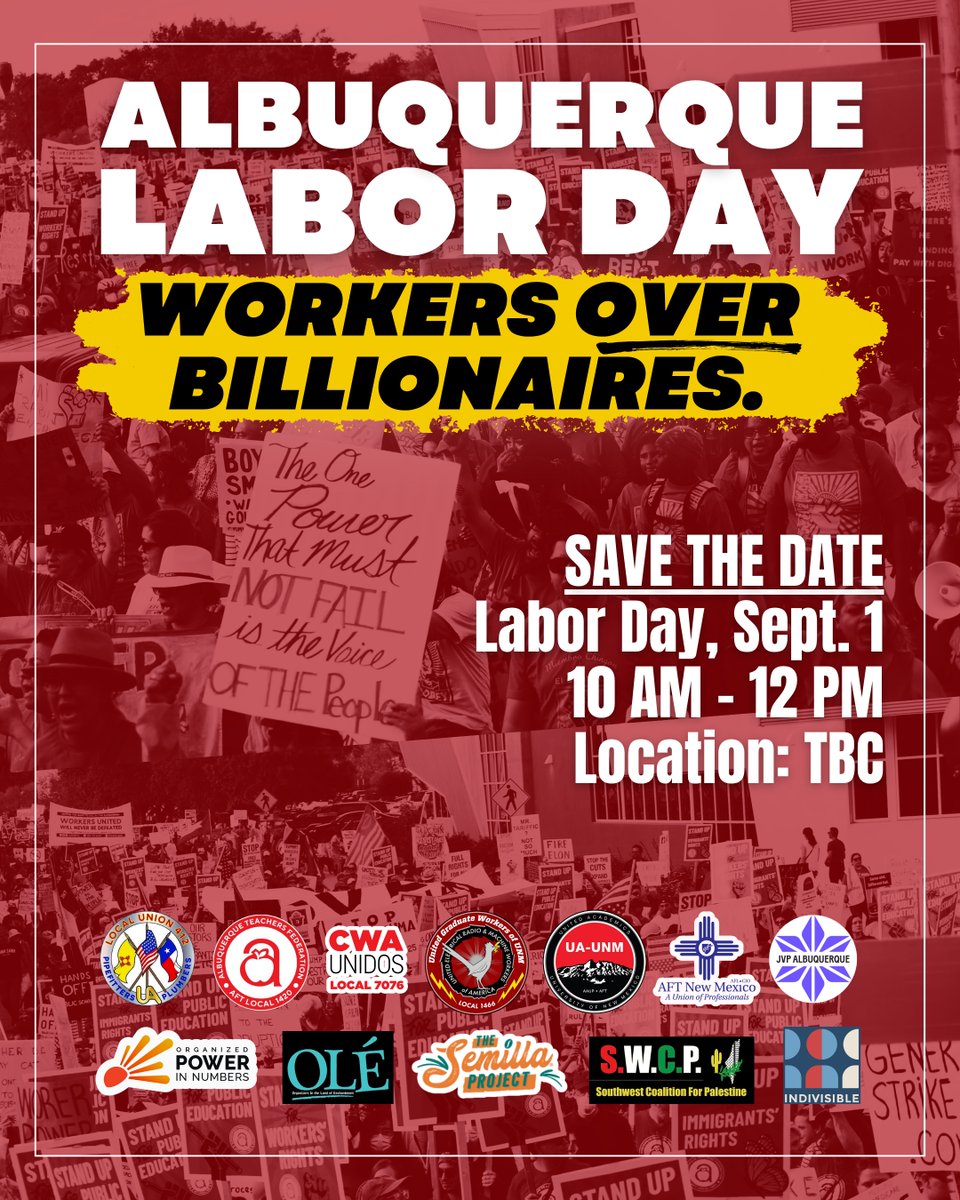 JOIN US THIS LABOR DAY!

✊🏽 Stand with your community.
✊🏽 Show our power.
✊🏽 Demand dignity for all.

📢 Bring your friends, family, and neighbors. Let’s make our voices impossible to ignore.

#workersoverbillionaires #joinus #laborday