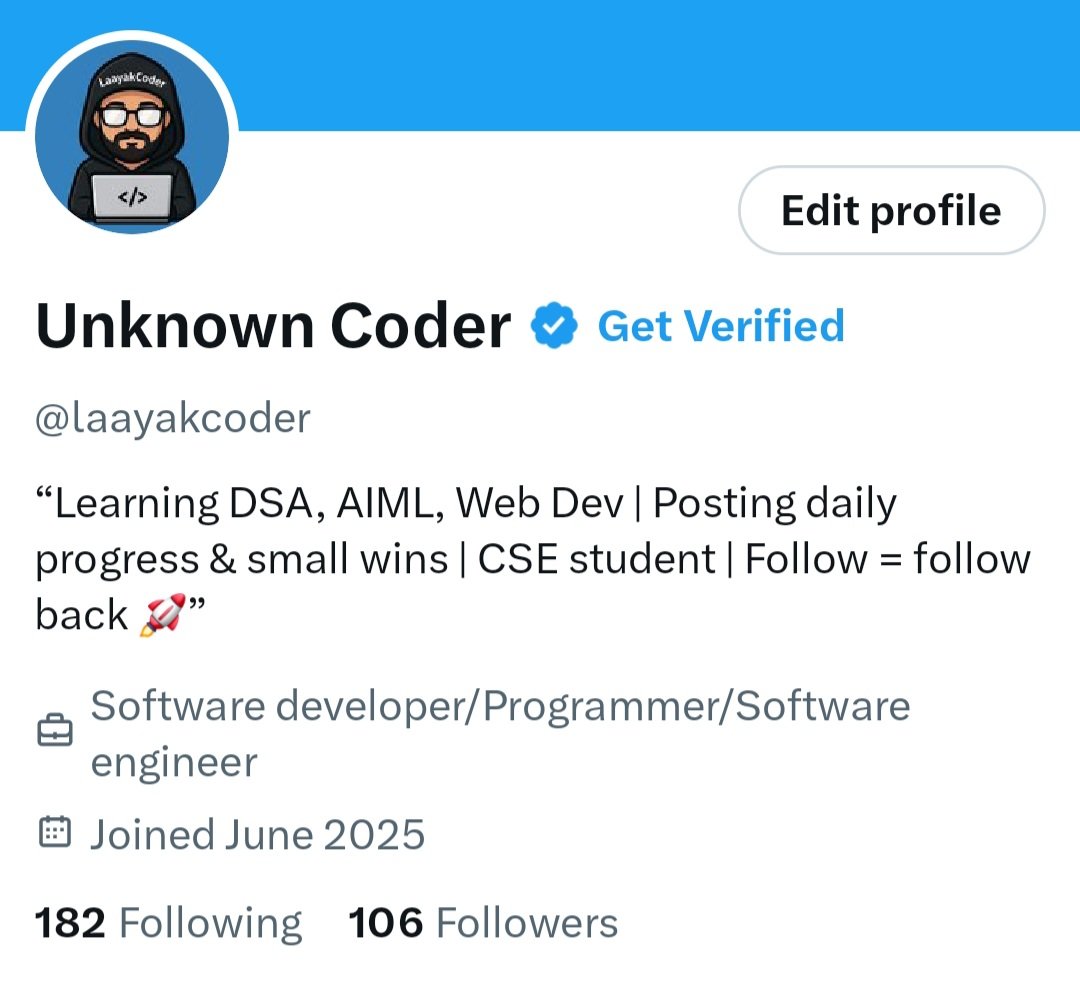 laayakcoder's tweet image. From 0 → 100 followers 🚀
Gradient descent in action — slow start, but we’re clearly finding the global minimum 😎
Thanks for being part of the training data ❤️"