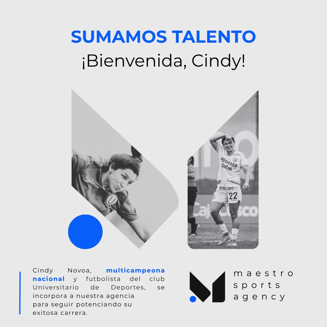 delcarpio1's tweet image. Cindy Novoa ya es nuevo talento de Maestro Sports Agency. La multicampeona de @FutFemeninoU nos eligió para potenciar su carrera y no podríamos estar más contentos. ¡Vamos por más! #TeamMaestro