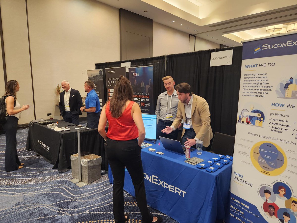 SiliconExpert's tweet image. We're having a great time at #DMPC 2025 so far! Come by booth #403 and meet the SiliconExpert team to learn more about how we’re helping the aerospace and defense industry detect obsolescence early, optimize parts selection, and improve lifecycle management!