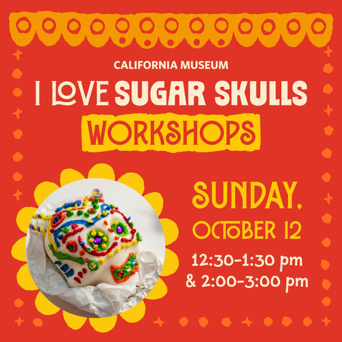 Join I Love Sugar Skulls for hands-on "calaveras de azúcar" (sugar skull) decorating workshops on Sun., Oct. 12! Book your spot via the link in bio 🎟️

⚠️ Note: Sunday Sugar Skull workshops are separate from the workshops offered at the Día de los Muertos Fiesta on Sat., Oct. 11.