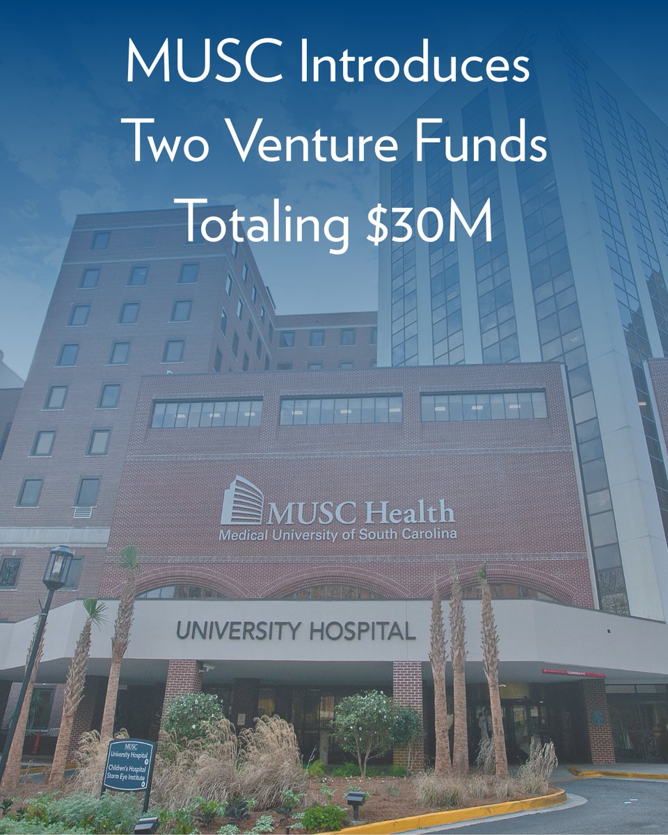 Did you know SC currently ranks 45th nationally for venture capital? MUSC is changing that with two new funds to fuel health innovation and grow companies across our state.

Learn more about these funds: kntn.ly/3904aa6f

#ChangingWhatsPossible