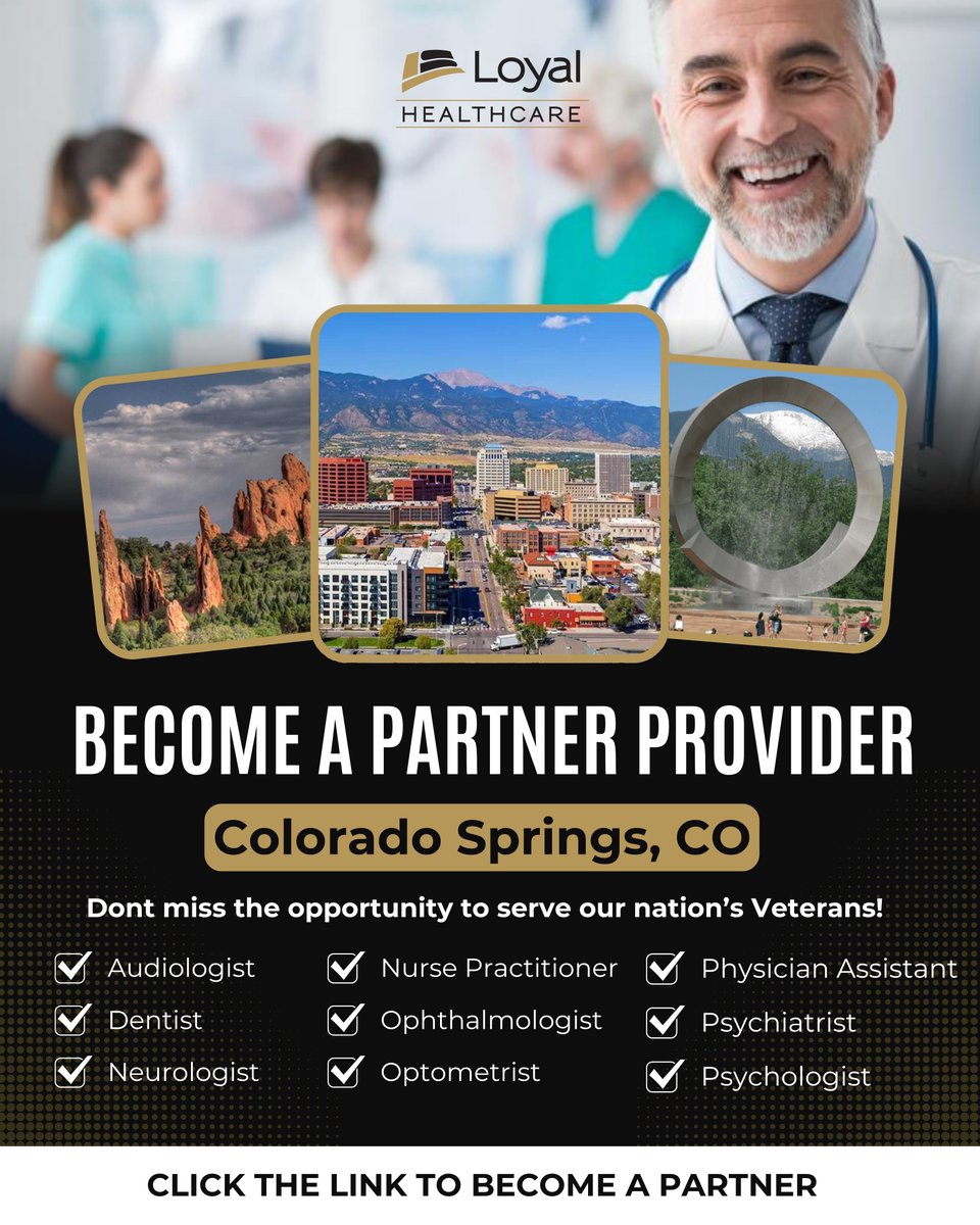 Colorado Springs healthcare providers- ready to serve those who served?

Loyal Healthcare is looking for compassionate healthcare professionals to join our growing network and support Veterans through assessment-only care.  Join our mission here: loyalsource.com/partnering-wit…
