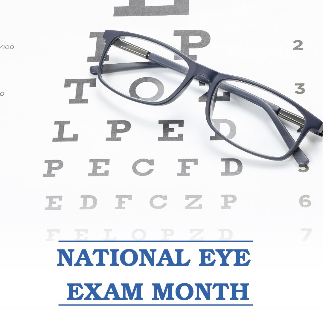 August is National Eye Exam Month! 👁️ A simple checkup can catch issues like glaucoma, diabetic eye disease, &amp; macular degeneration early—when treatment matters most. Prioritize your vision and overall wellness. #EyeHealth #VisionCare #EyeExamMonth