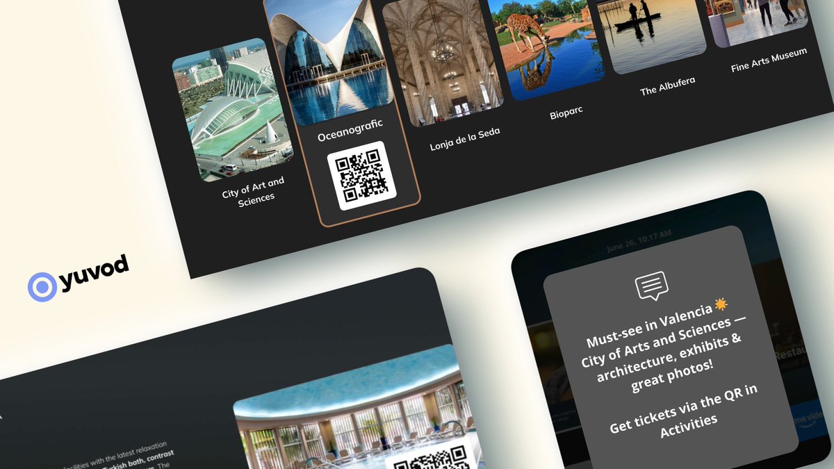 yuvod's tweet image. Help guests explore the destination — without leaving the room 🛎️📺

With Yuvod’s in-room TV, you can share local tips, foodie spots &amp;amp; must-sees right on the screen.

No apps, no friction — just smarter hospitality.

#HotelTech #GuestExperience #HotelTV #TravelLikeALocal #YuvodTV