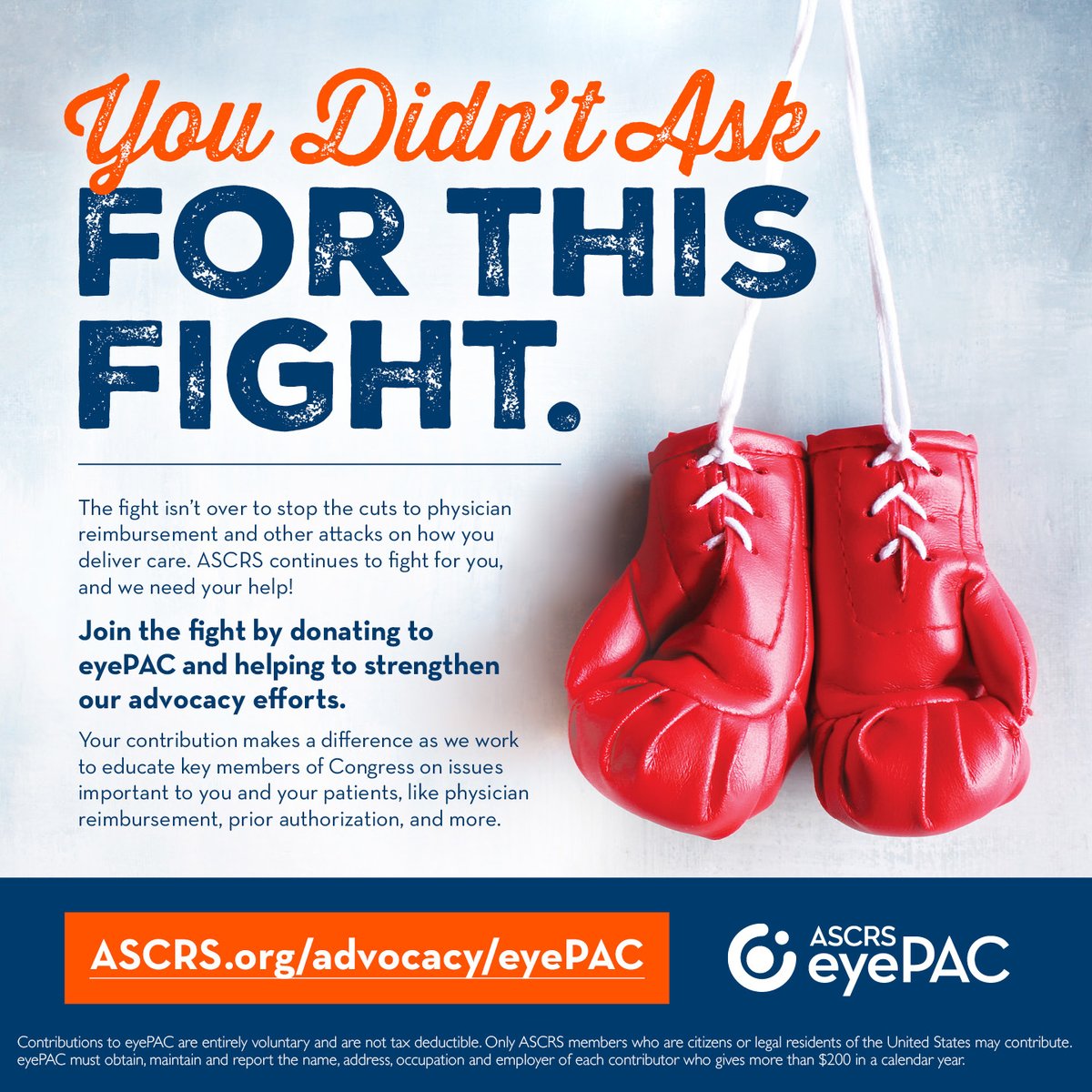 eyePAC, the only political action committee solely focused on anterior segment surgeons and our patients, is working to have your voice heard in Congress. Learn how you can support our efforts at ascrs.org/advocacy/eyepac