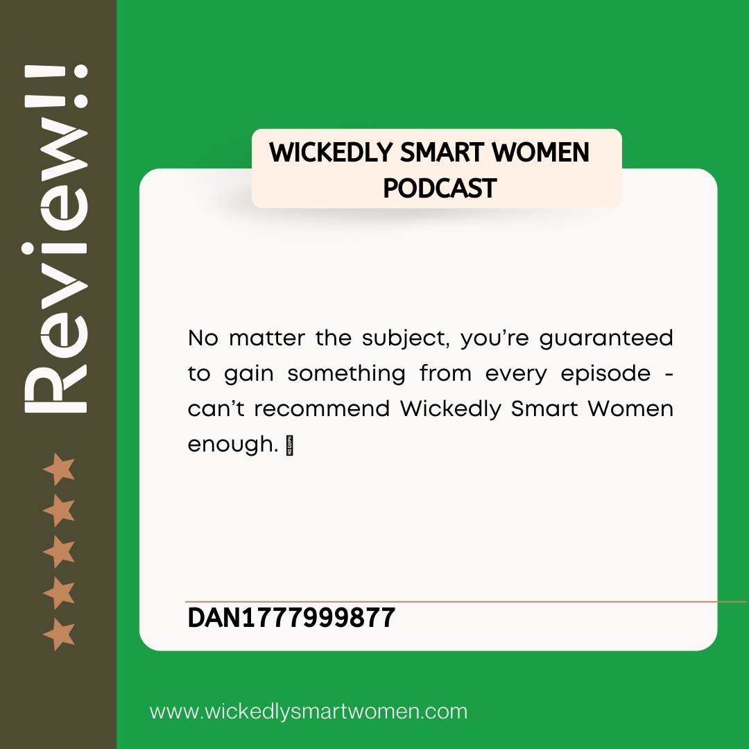 It’s so great to hear that you connect with the show and its messages. We hope you’ll share this podcast with your friends and family. Thank you for your continued support. 💕

🥳 linktr.ee/wickedlysmartw…

#podcastreviews #Wickedlysmartwomenpodcast