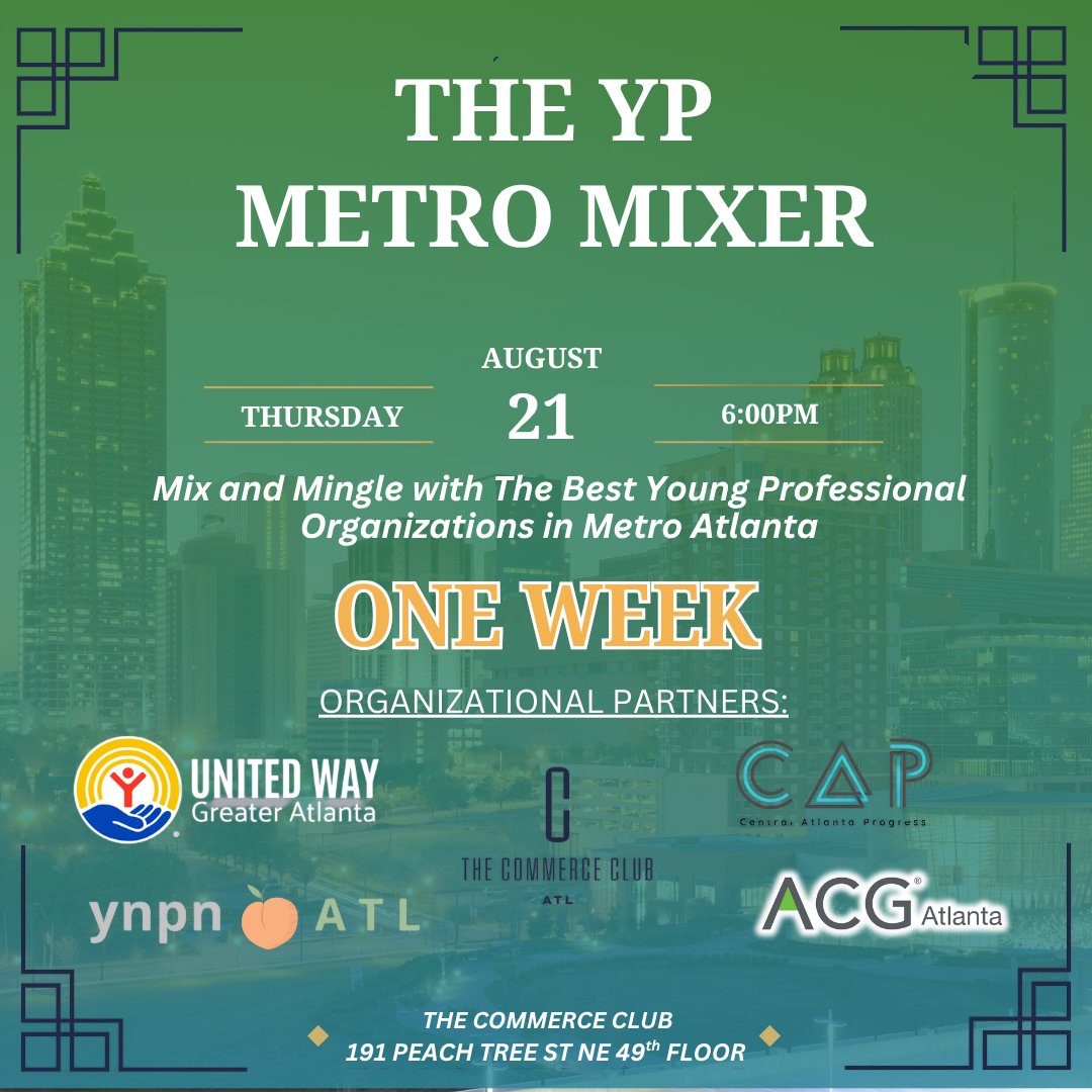 We're excited for next week's Young Professionals Mixer in collaboration with the Commerce Club of Atlanta and other fantastic Atlanta organizations. Be sure to register today: loom.ly/SNQKDSI