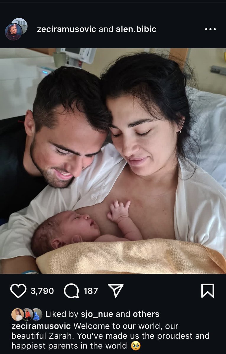 Congratulations to Zećira Mušović and her partner on the birth of their daughter 👧 🥹