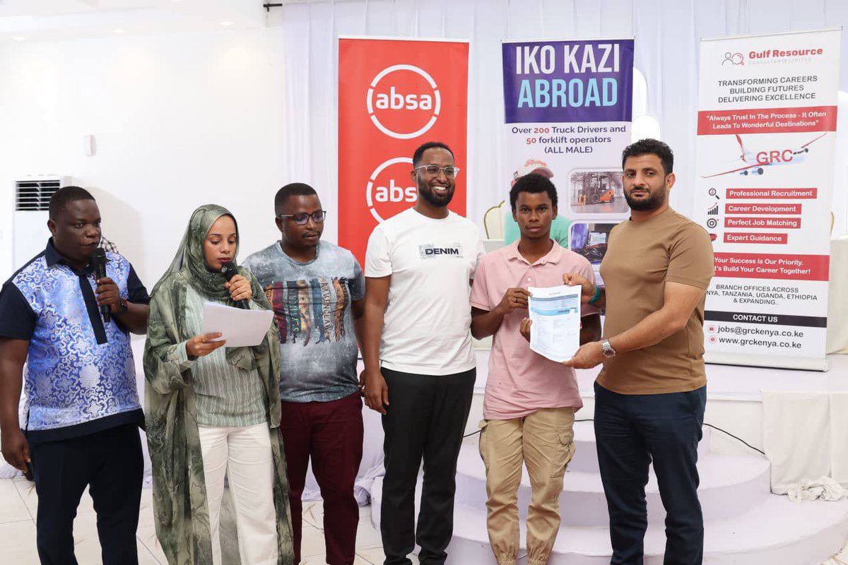 Attended a financial literacy session organized by my office in partnership with GRC Resource and Absa Bank.

The session prepared the second-last group set to travel abroad under the transformative Iko Kazi Abroad program, launched in February. 

I presented travel tickets and