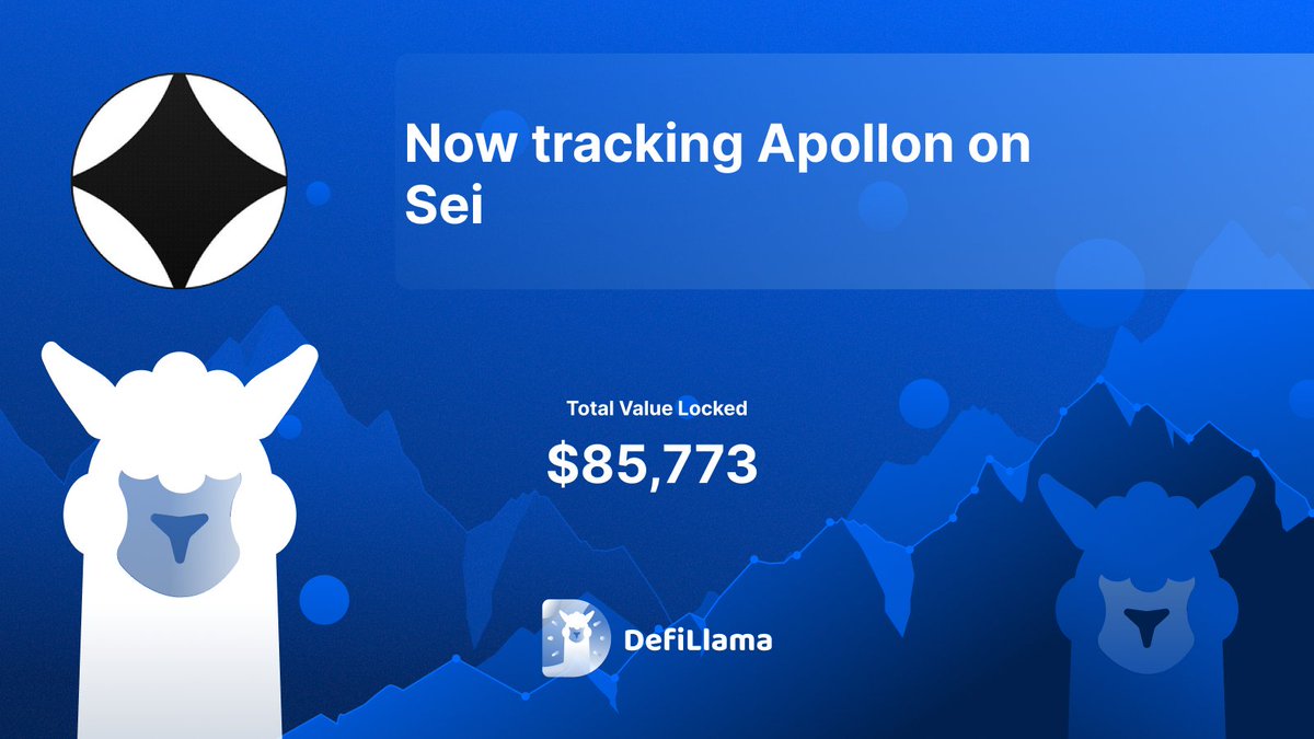DefiLlama가 TVL $85,773으로 Sei의 Apollon 추적을 발표한 이미지