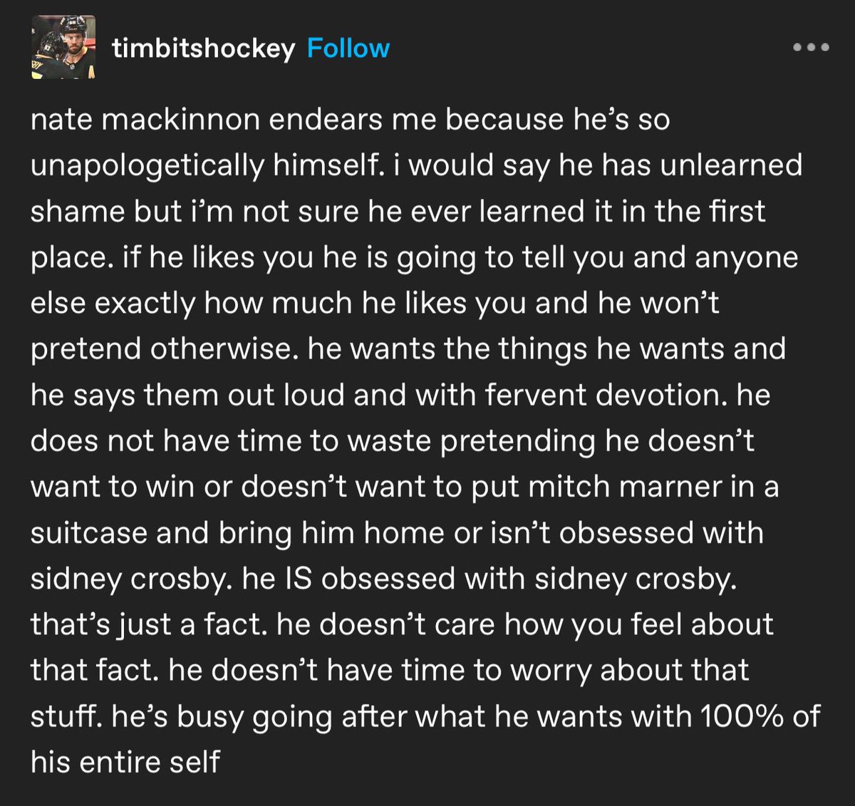 i think about this tumblr post about nathan mackinnon all the time