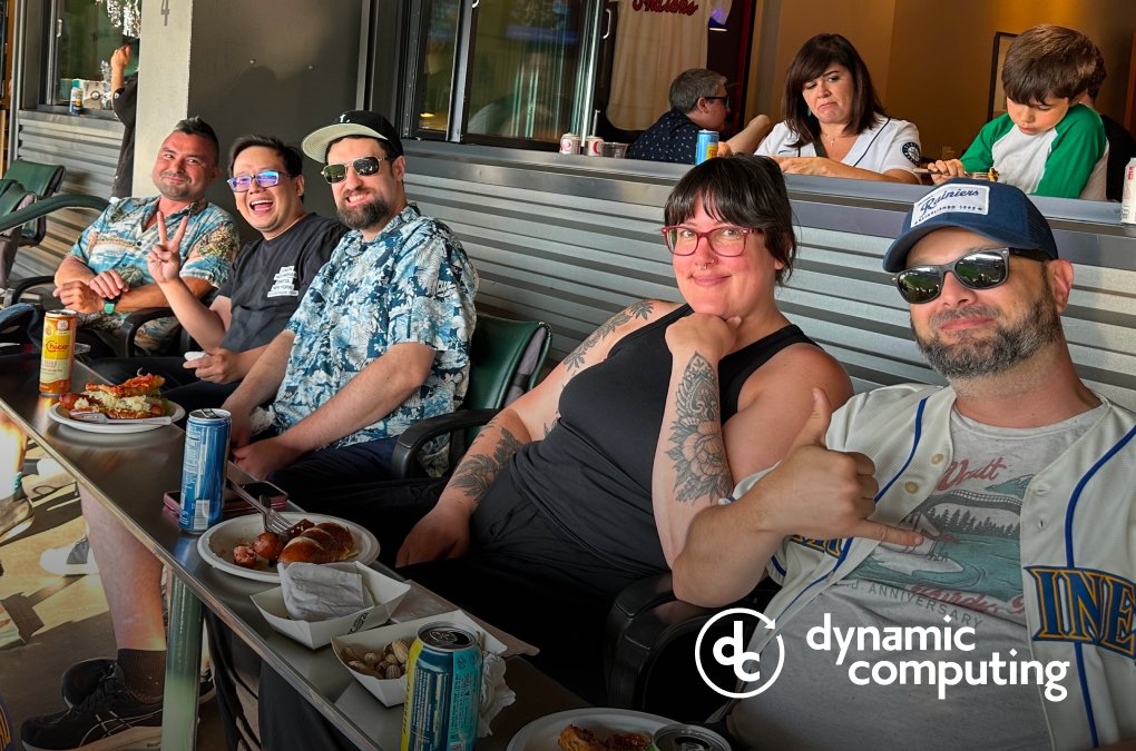 DynComputing's tweet image. At Dynamic Computing, our quarterly meetings aren’t just about business. This time, we all gathered in a suite at T-Mobile Field to watch the M’s. Baseball, beer, food — a perfect evening in a perfect setting for our team and their +1s.
#OfficeCulture #Mariners