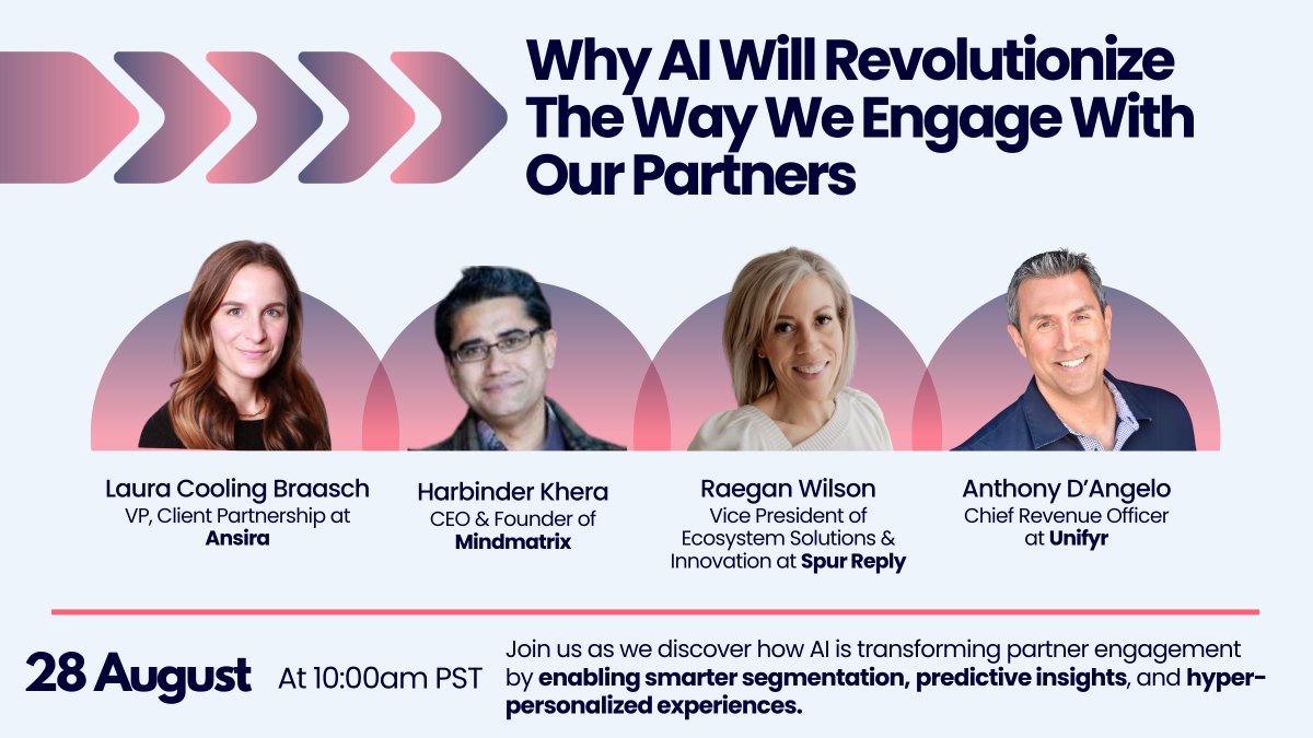 Join our 𝗙𝗥𝗘𝗘 webinar on Aug 28, 10 AM PST: Why AI Will Revolutionize Partner Engagement. Learn how AI enables smarter segmentation, predictive insights &amp; hyper-personalized experiences. Register: us06web.zoom.us/webinar/regist…