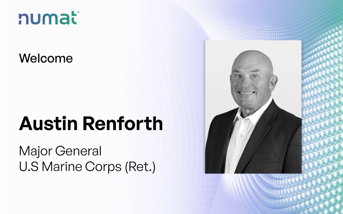 We’re pleased to introduce Major General (MajGen) (Ret.) Austin Renforth, Numat Defense Advisor!👏

MajGen Renforth has extensive leadership experience in the U.S. Marine Corps, which included assignments as the Commanding General of the Marine Corps Air Ground Combat Center