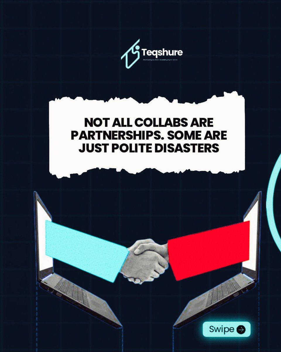 teqshure's tweet photo. Not all collabs are partnerships. Some are polite disasters. 
Teqshure fixes that with:
✅ Shared goals
✅ One source of truth
✅ Agile workflows
✅ Transparent feedback

Collab ≠ chaos.
Let’s build wins together.

#CkDigital  #Softcom
#TechCabal  #Seamfix https://t.co/yCQcPOHVdh
