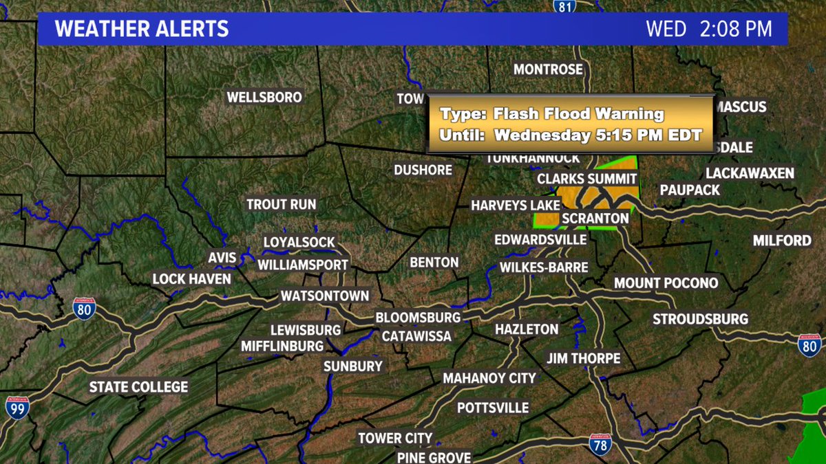 Flash Flood Warning has been issued by the National Weather Service for these counties: Lackawanna, Luzerne until 8/13 5:15PM