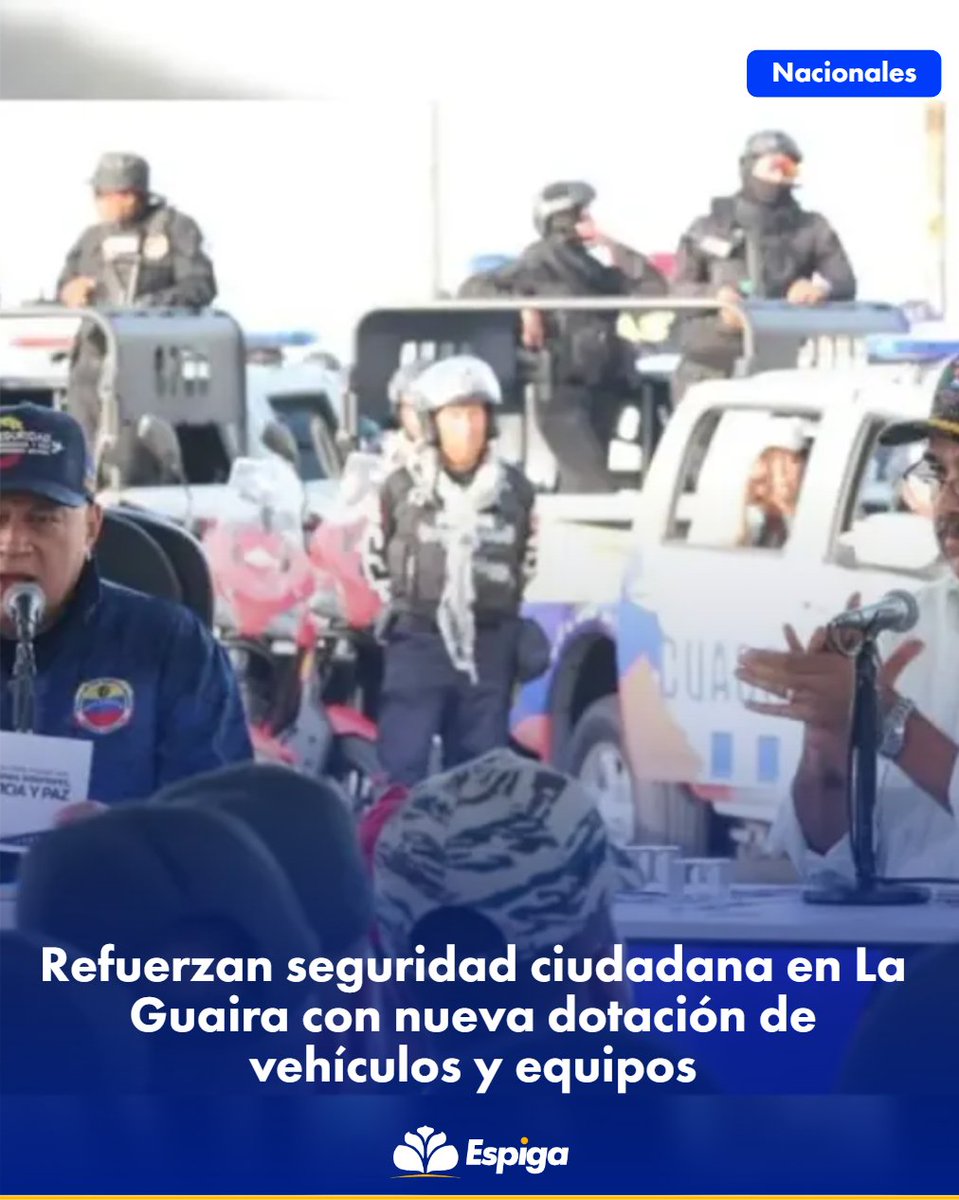 📌Refuerzan seguridad ciudadana en La Guaira con nueva dotación de vehículos y equipos

🔗 Ver más: espiganoticias.net/Nacionales/ref…

📅 agosto 13, 2025

#13Ago, #DiosdadoCabello, #LaGuaira, #NicolasMaduro, #SeguridadCiudadana