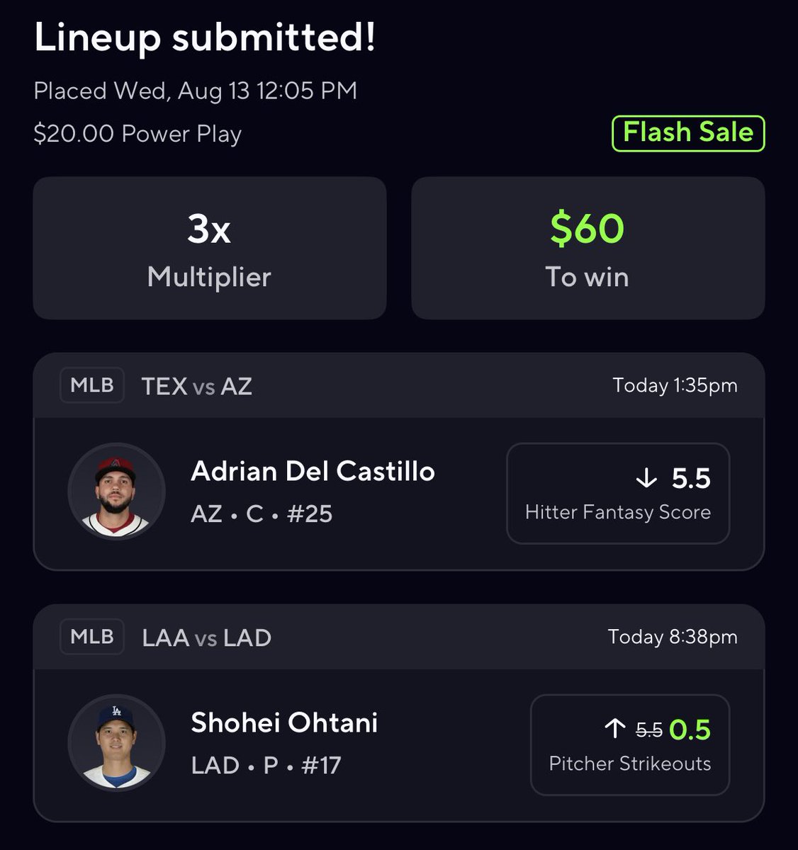 Dee_rose901's tweet photo. 🚨🚨 Othani FREE Square 🚨🚨

🏄‍♂️ 🏄‍♀️ 🏄 LIKE = Tailing 🏄‍♂️ 🏄‍♀️ 🏄 

 $5.99 (1-Week) VIP ⏭️ https://t.co/O8cXR1Pert

$19.99 (1-Month) VIP ⏭️ https://t.co/7uSORWm5OI

#ParlayPlay #CSGO #UFC #PrizePicks #PGA #GamblingTwitter #Trending #TrendingNow #prizpicksmillions #NFL   #nhl #WNBATwitter    #MLB  #sportsbettingtwitter #prizepicksmlb #NBA   #nbaplayoffs #wnba #LinkInBio #dgfantasy #sportsbettingtwitter #dwighthoward #sexyredd #GamblingTwitter #CBB
#BaneSquad #FlashGang
