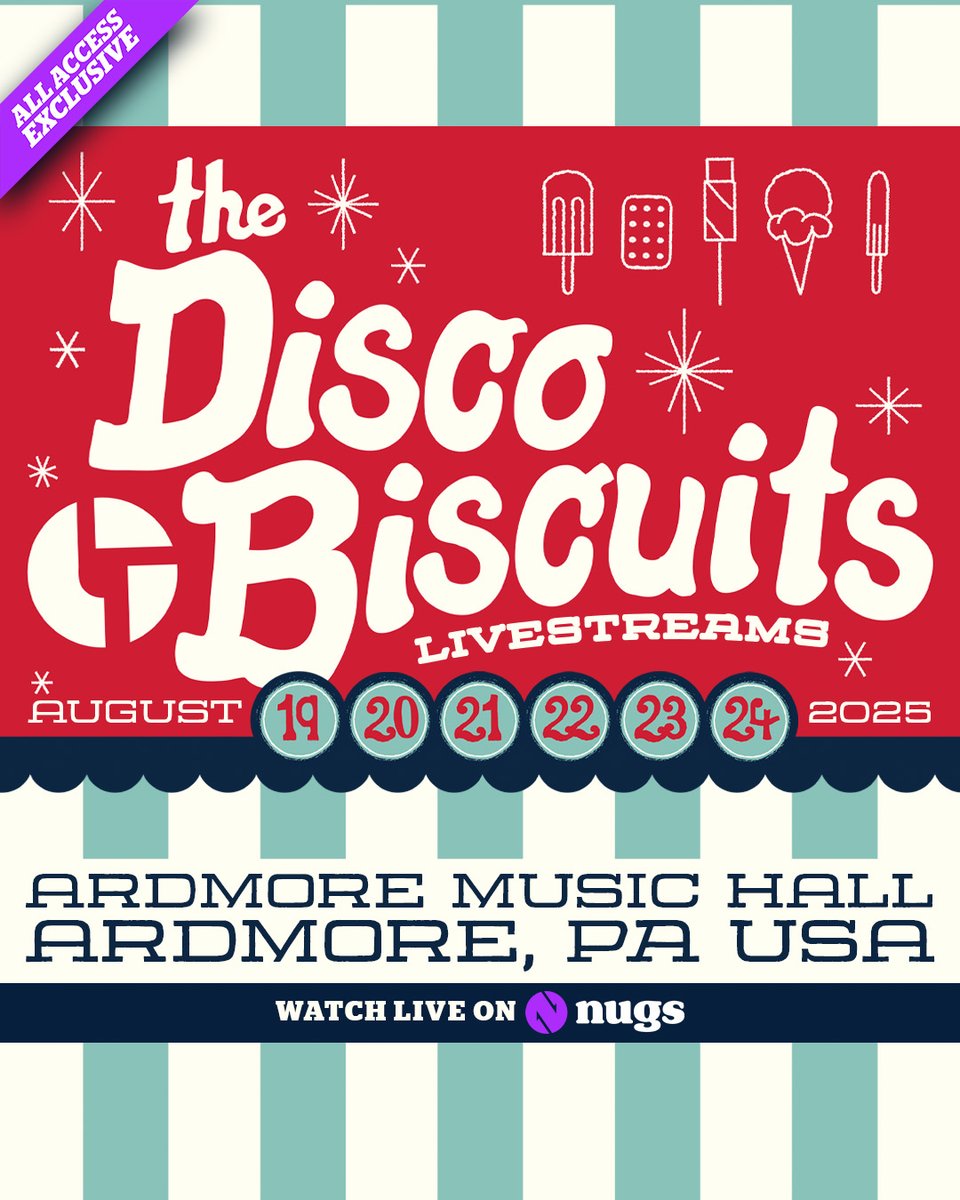 nugs.net (@nugsnet) on Twitter photo We're back with <a href="/disco_biscuits/">The Disco Biscuits ๐ฒ๐ฝ๐ฒ</a> from their hometown of Philadelphia and livestreaming all six nights of their intimate performances at the Ardmore Music Hall ๐ Sign up for All Access and tune in from home for what is sure to be a memorable appearance in the City of Brotherly We're back with <a href="/disco_biscuits/">The Disco Biscuits ๐ฒ๐ฝ๐ฒ</a> from their hometown of Philadelphia and livestreaming all six nights of their intimate performances at the Ardmore Music Hall ๐ Sign up for All Access and tune in from home for what is sure to be a memorable appearance in the City of Brotherly