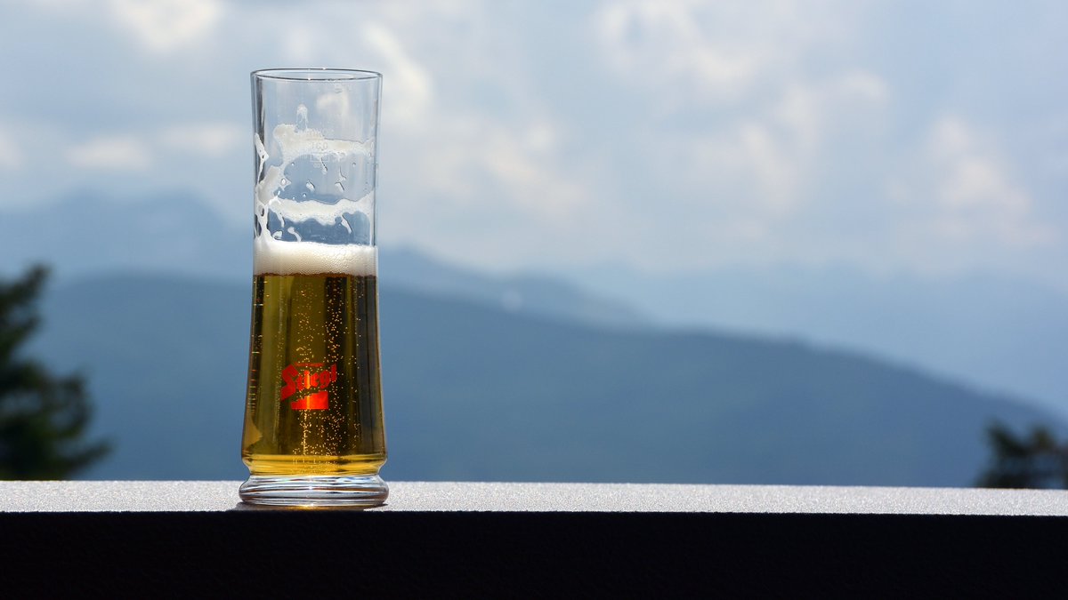 #AlphabetChallenge #WeekGforGlass 
A cold one on a hot day in the Alps