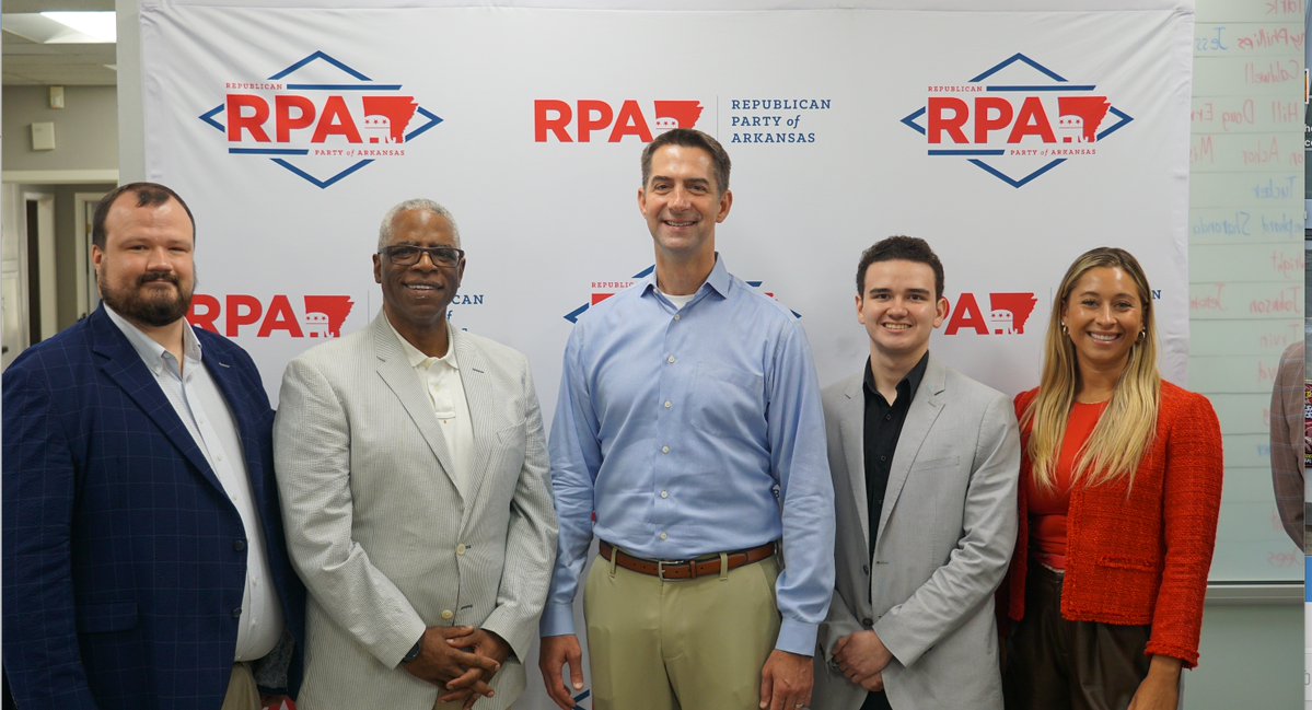 Tom Cotton (@tomcottonar) on Twitter photo Great to be with the outstanding <a href="/ARGOP/">Arkansas GOP</a> team.
Chairman Wood and the team have helped keep Arkansas red, and every Arkansan is safer and more prosperous because of it. Great to be with the outstanding <a href="/ARGOP/">Arkansas GOP</a> team.
Chairman Wood and the team have helped keep Arkansas red, and every Arkansan is safer and more prosperous because of it.