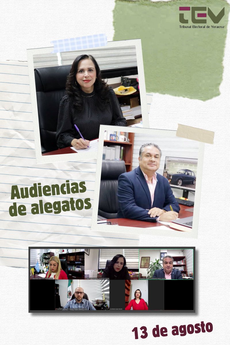 Esta mañana, las magistradas y el magistrado integrantes del Tribunal Electoral de Veracruz celebraron diversas audiencias de alegatos, en donde pudieron escuchar los distintos argumentos de las personas justiciables.

#JusticiaDigital