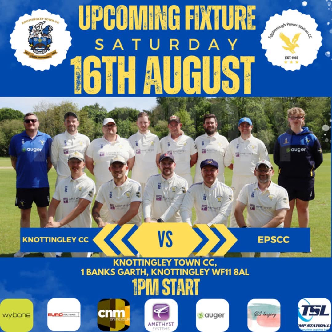 This weeks fixture is away at <a href="/KnottTownCC/">Knottingley Town Cricket Club</a>, 1pm start 

#UpTheEagles🦅