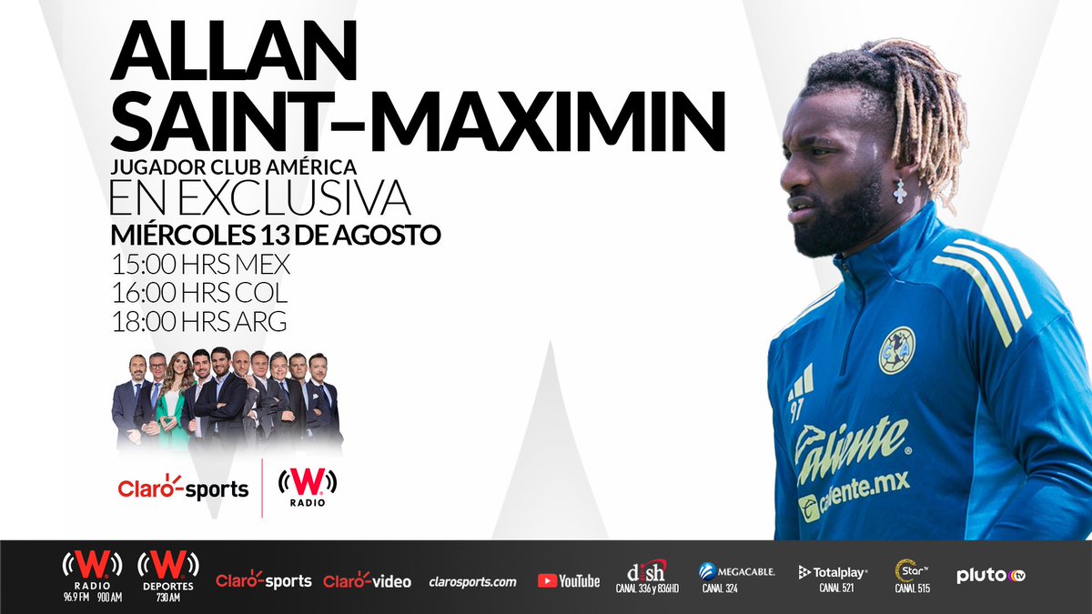 Claro Sports (@clarosports) on Twitter photo 🔥 ¡EXCLUSIVA IMPERDIBLE! 🔥
El nuevo refuerzo de las Águilas, Allan Saint-Maximin, se sienta con nosotros en #ClaroSportsEnW 🎙️⚽️
No te pierdas esta charla única con uno de los fichajes más llamativos del #Apertura2025: Su primer entrenamiento, sus primeras impresiones de 🔥 ¡EXCLUSIVA IMPERDIBLE! 🔥
El nuevo refuerzo de las Águilas, Allan Saint-Maximin, se sienta con nosotros en #ClaroSportsEnW 🎙️⚽️
No te pierdas esta charla única con uno de los fichajes más llamativos del #Apertura2025: Su primer entrenamiento, sus primeras impresiones de