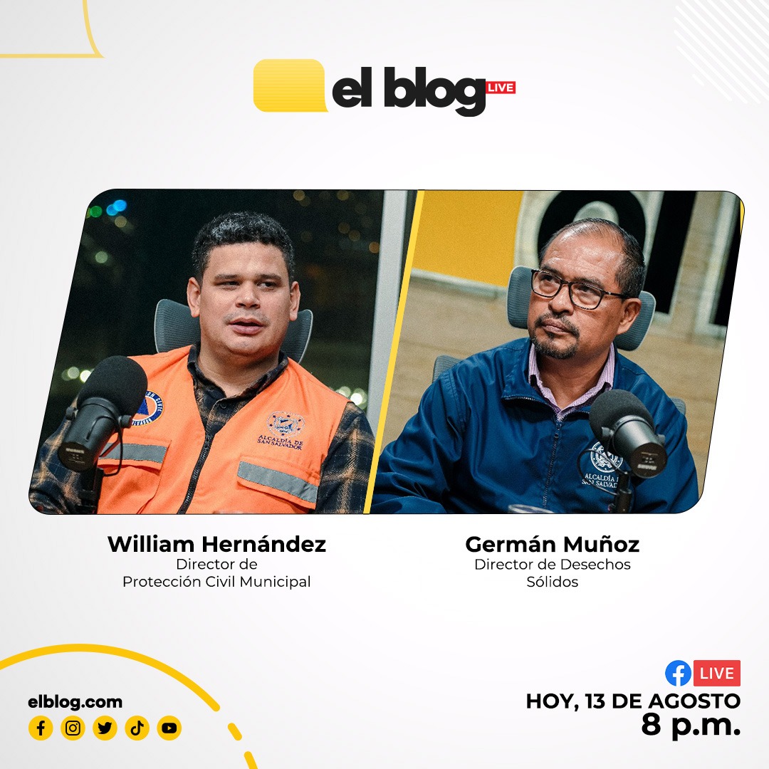 #ElBlogLive Esta noche nos acompañará <a href="/whernandezsv/">Willian Hernández</a>, director de Protección Civil Municipal y <a href="/GermanMunozSS/">German Muñoz</a>, director de Desechos Sólidos, quienes compartirán temas sobre las acciones preventivas que se llevan a cabo  en distintos puntos susceptibles de  San Salvador Centro,